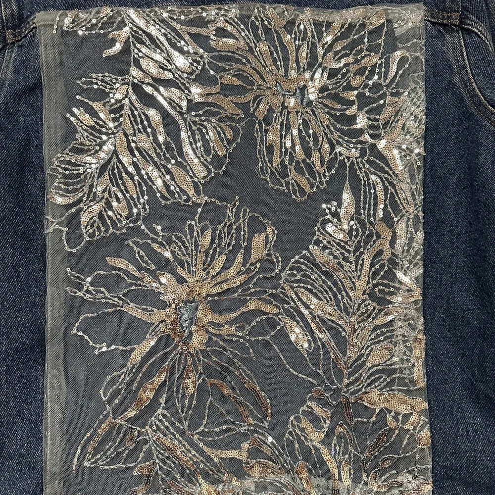 Divided H&M Upcycled Denim Jacket with Added Embellishments